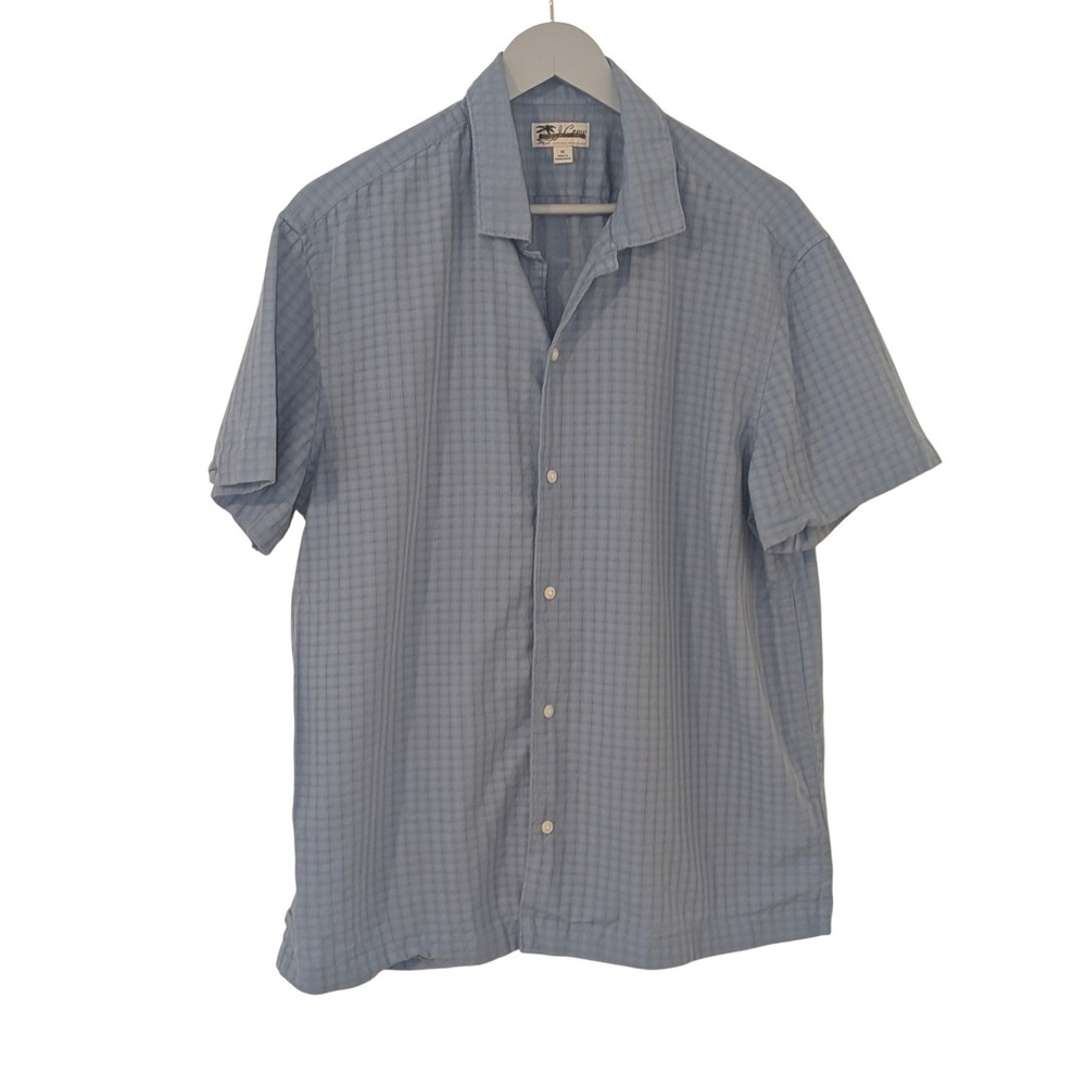 J.Crew Mens Camp Shirt Textured Cotton Button Down Blue Size M NWOT